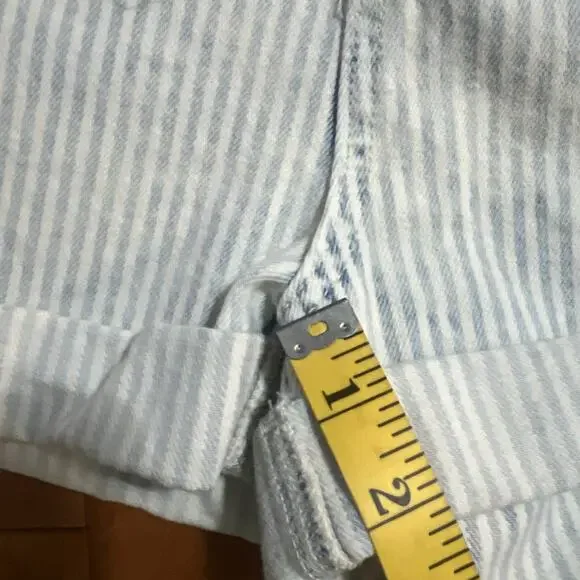 BDG Urban Outfitters Blue Stripe High Waisted Denim Shorts 28 Preppy Coastal - Picture 5 of 9